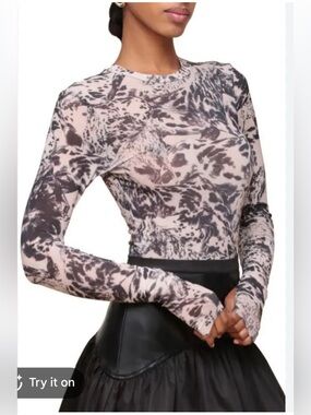 Avec Les Filles animal spot Horse Print Mesh Long Sleeve Top grunge party rave